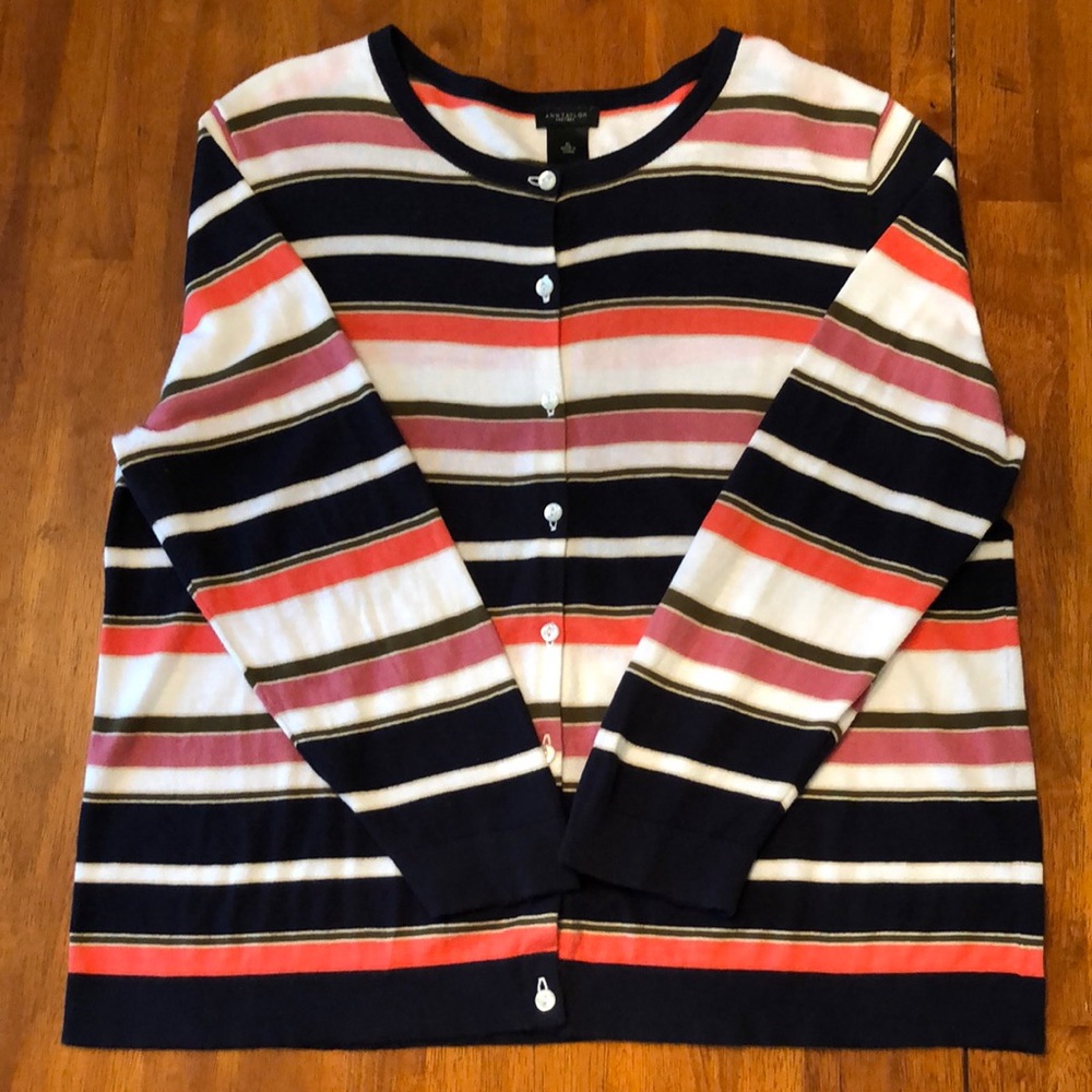 Ann Taylor Lightweight Stripe Cardigan